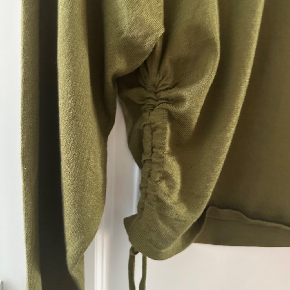 Double Zero Womens Olive Long Sleeve Drawstring Top Size L - Picture 7 of 7